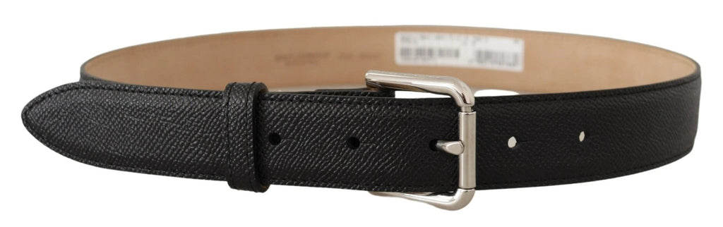 Dolce & Gabbana Black Calf Leather Brown Backend Metal Buckle Belt by Dolce & Gabbana