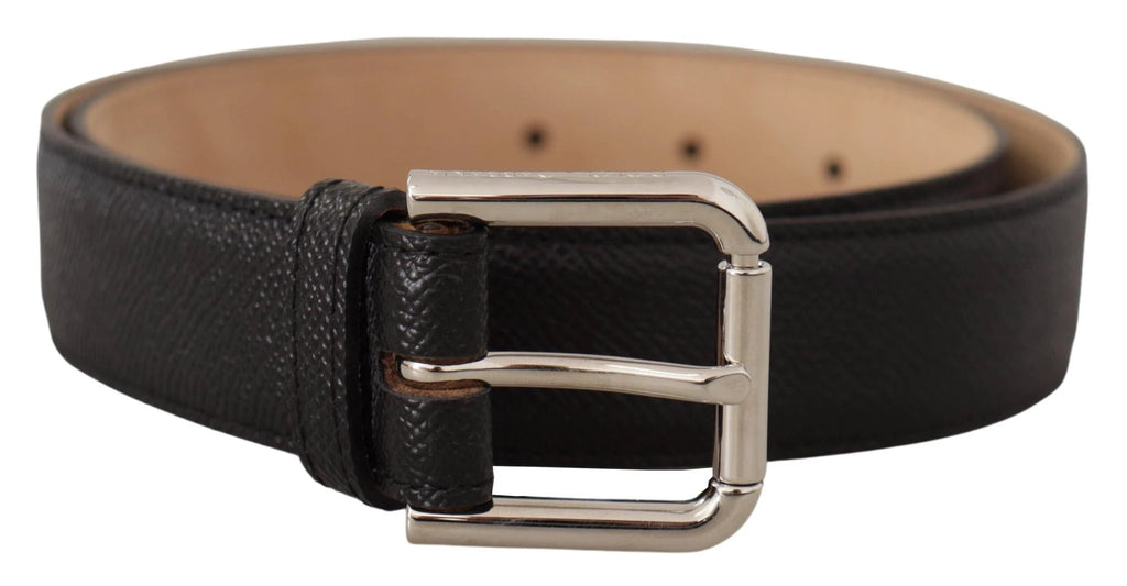 Dolce & Gabbana Black Calf Leather Brown Backend Metal Buckle Belt by Dolce & Gabbana