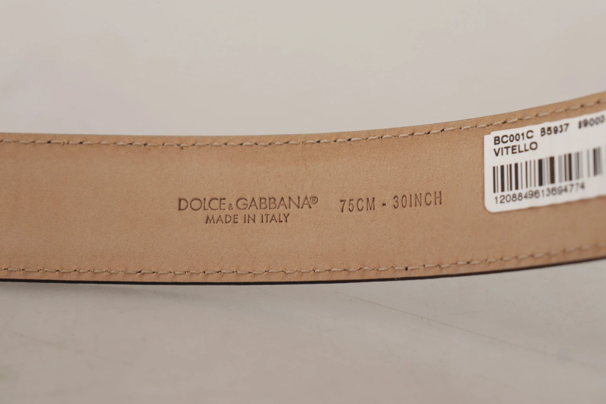 Dolce & Gabbana Black Calf Leather Brown Backend Metal Buckle Belt by Dolce & Gabbana