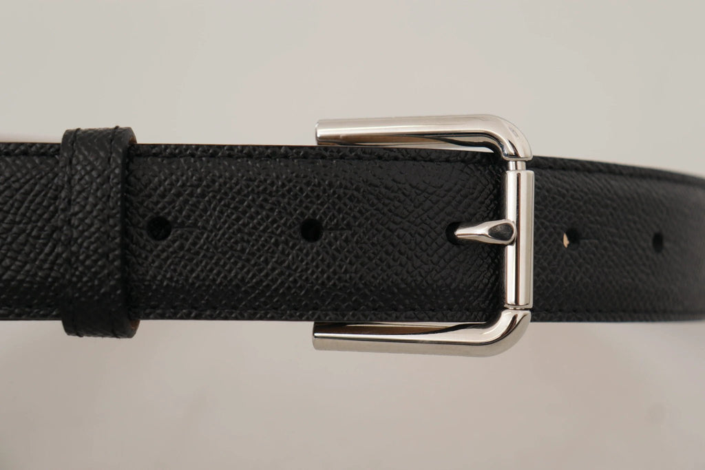 Dolce & Gabbana Black Calf Leather Brown Backend Metal Buckle Belt by Dolce & Gabbana