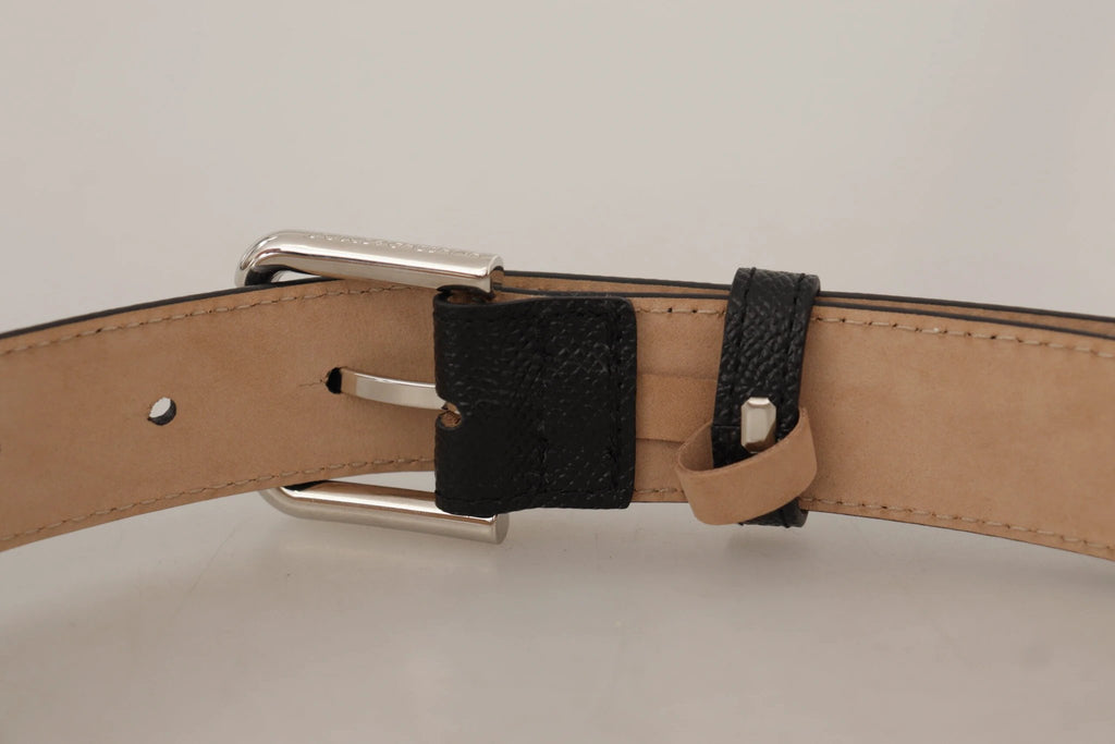 Dolce & Gabbana Black Calf Leather Brown Backend Metal Buckle Belt by Dolce & Gabbana