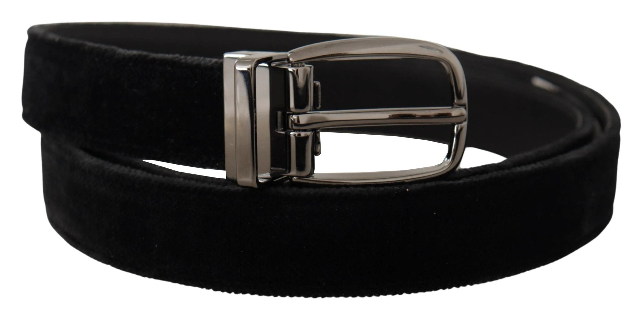 Dolce & Gabbana Black Velvet Classic Logo Engraved Metal Belt by Dolce & Gabbana