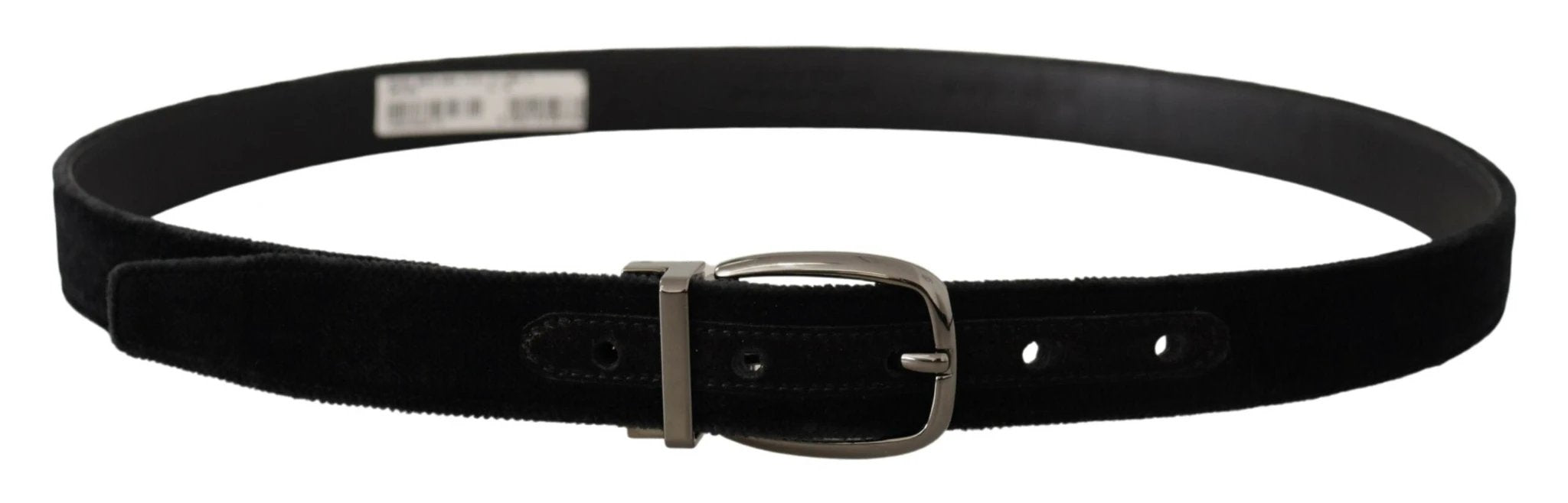 Dolce & Gabbana Black Velvet Classic Logo Engraved Metal Belt by Dolce & Gabbana