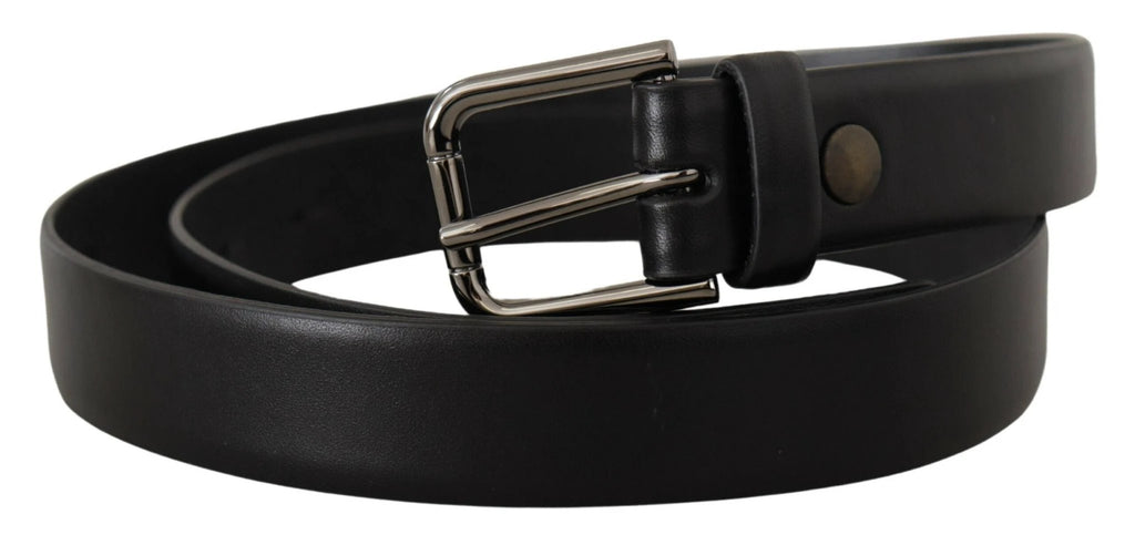 Dolce & Gabbana Black Calf Leather Classic Logo Metal Buckle Belt by Dolce & Gabbana