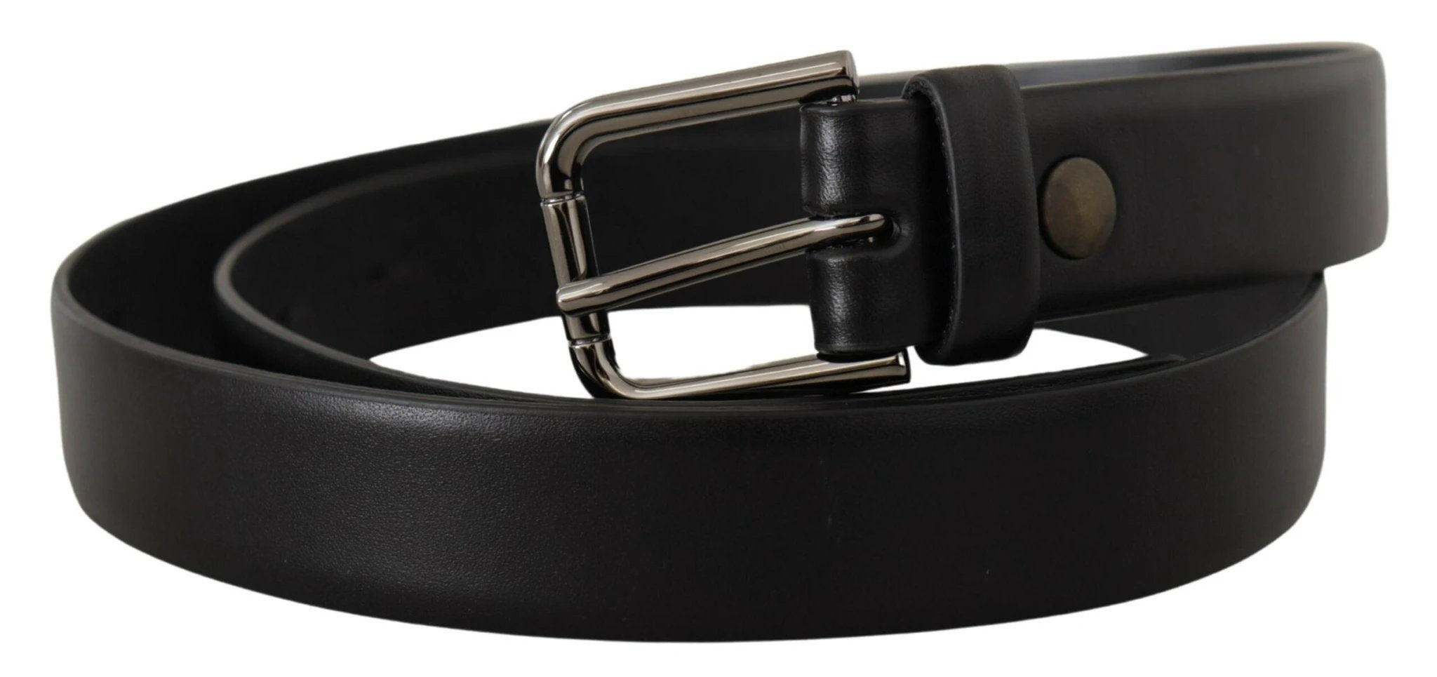 Dolce & Gabbana Black Calf Leather Classic Logo Metal Buckle Belt by Dolce & Gabbana