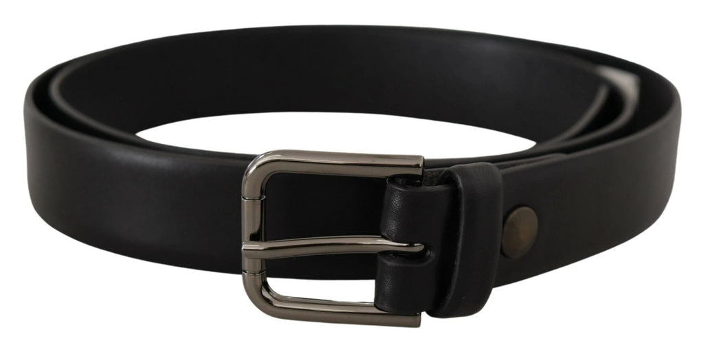 Dolce & Gabbana Black Calf Leather Classic Logo Metal Buckle Belt by Dolce & Gabbana