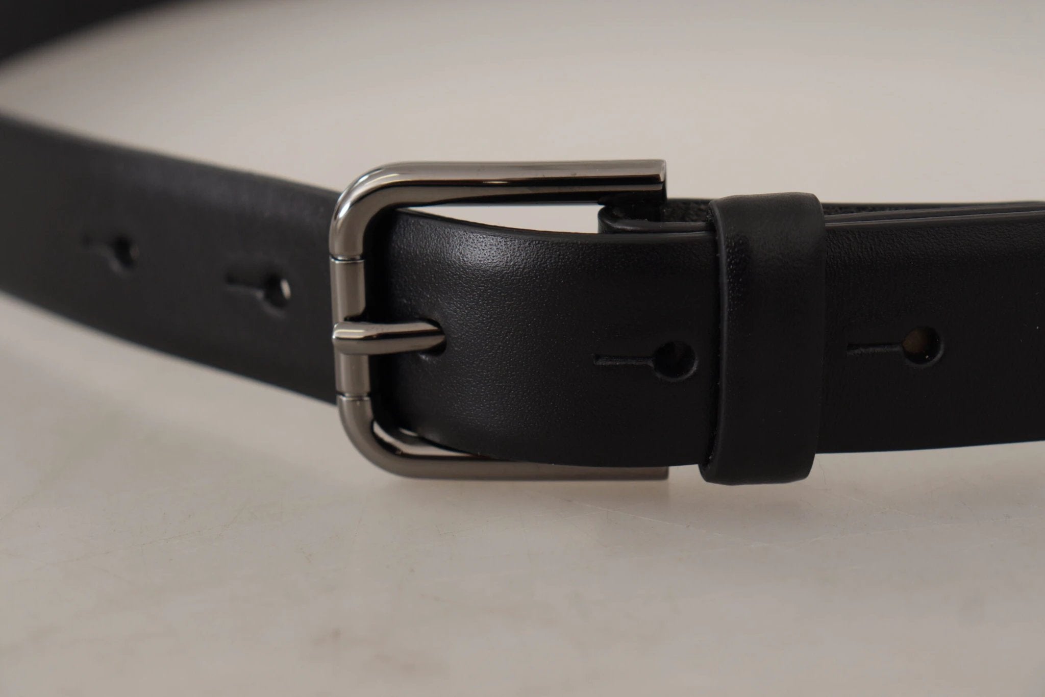 Dolce & Gabbana Black Calf Leather Classic Logo Metal Buckle Belt by Dolce & Gabbana