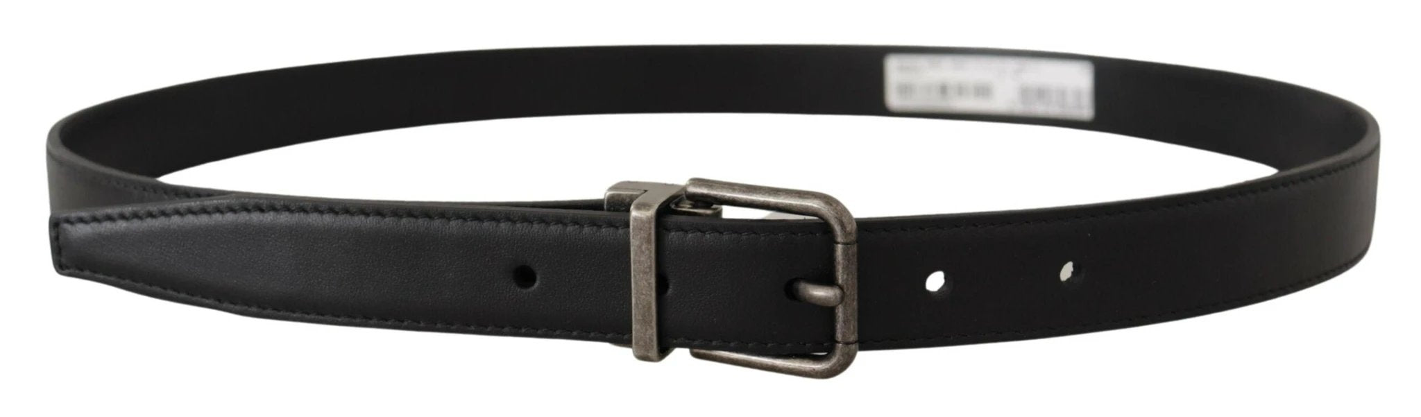 Dolce & Gabbana Black Plain Leather Vintage Logo Metal Buckle Belt by Dolce & Gabbana