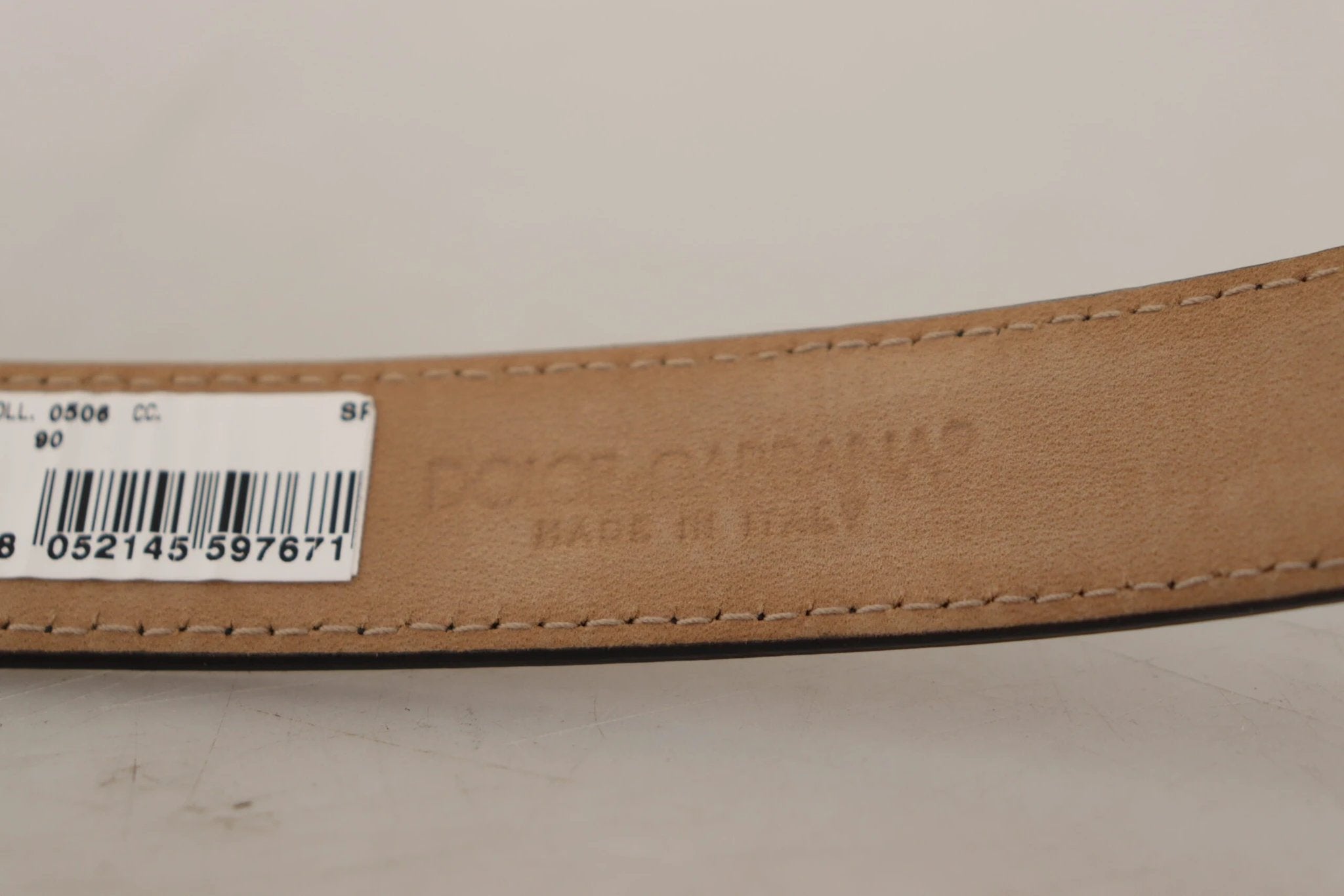 Dolce & Gabbana Black Calf Leather Logo Engraved Metal Buckle Belt by Dolce & Gabbana