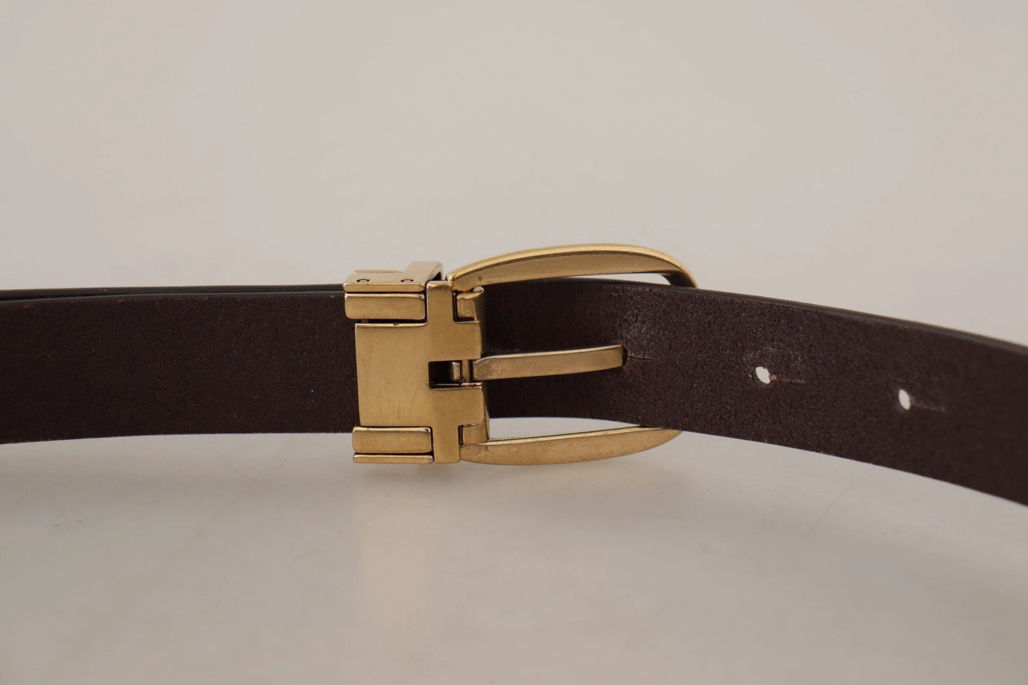 Dolce & Gabbana Dark Brown Calf Leather Gold Tone Metal Buckle by Dolce & Gabbana