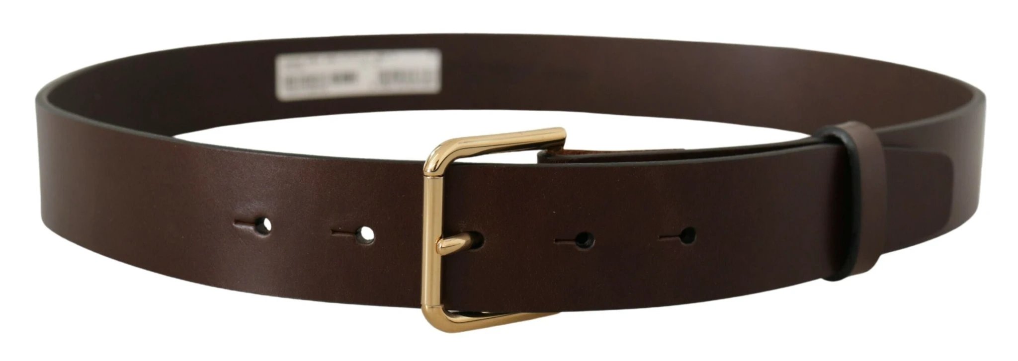 Dolce & Gabbana Brown Plain Calf Leather Gold Tone Buckle Belt by Dolce & Gabbana