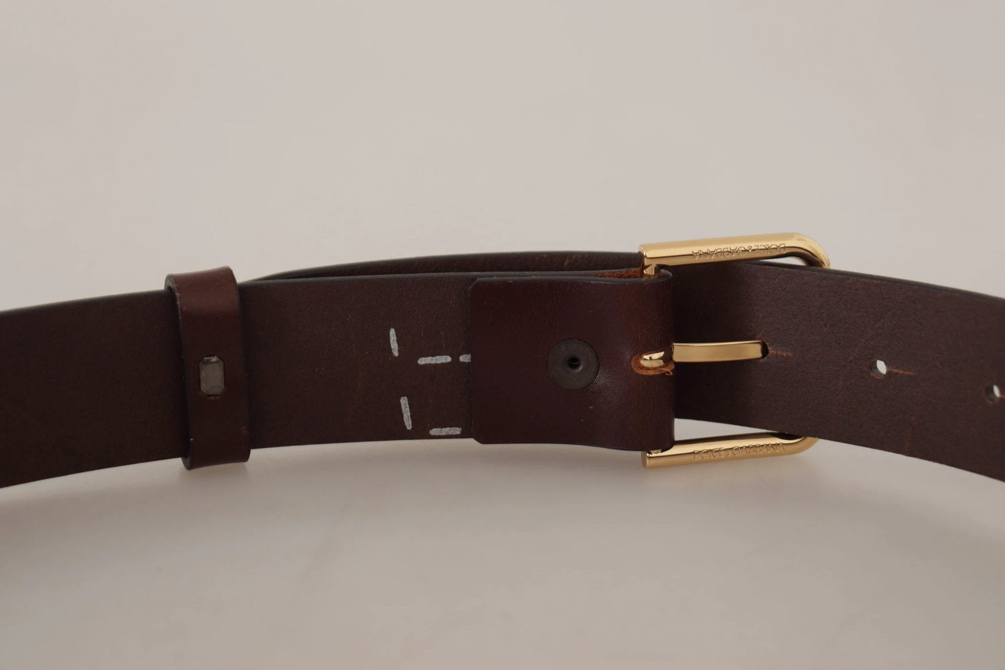 Dolce & Gabbana Brown Plain Calf Leather Gold Tone Buckle Belt by Dolce & Gabbana