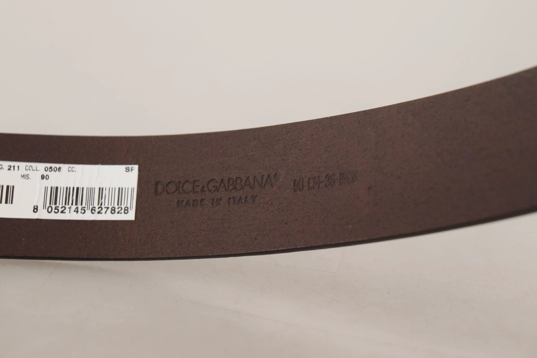 Dolce & Gabbana Brown Plain Calf Leather Gold Tone Buckle Belt by Dolce & Gabbana