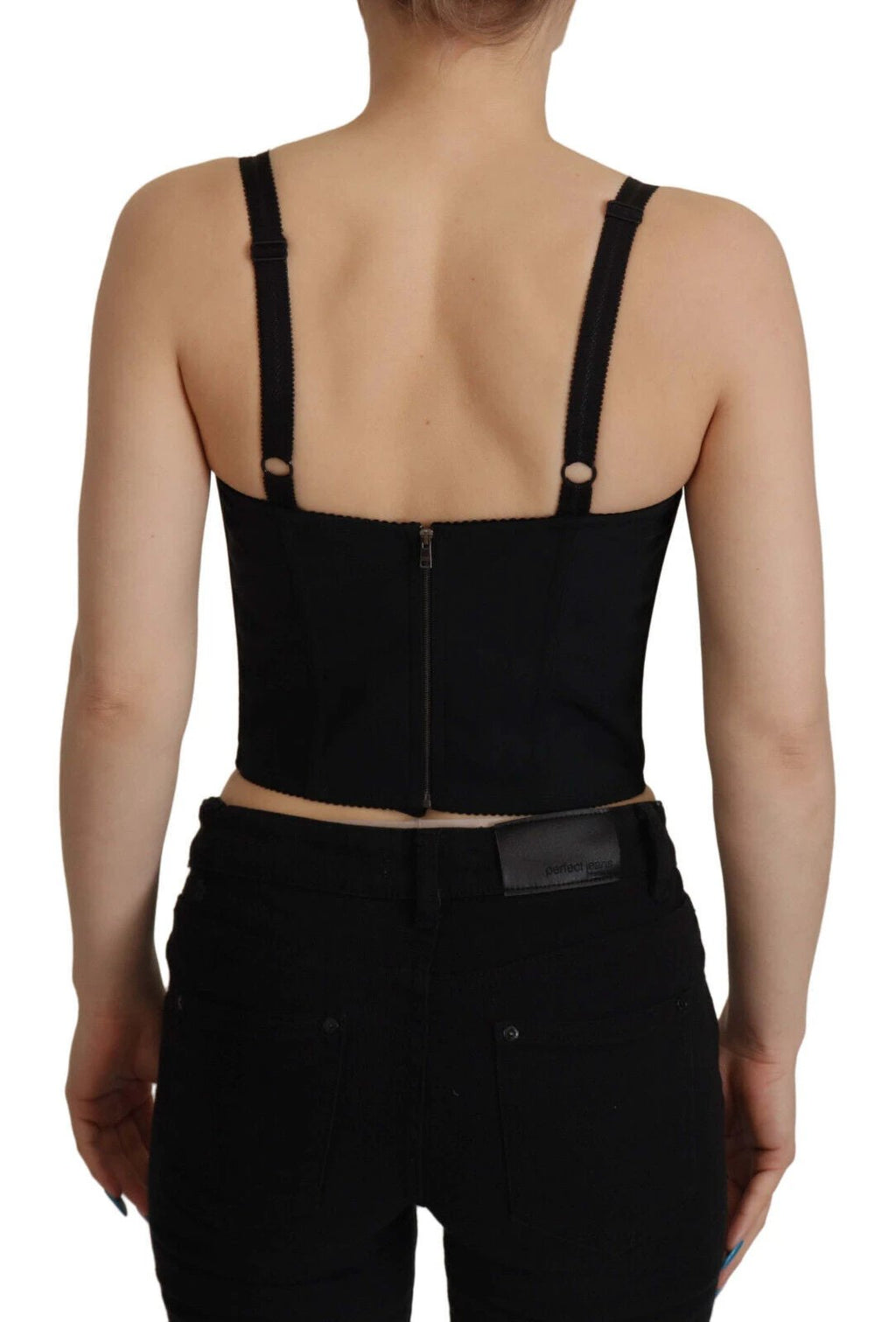 Dolce & Gabbana Black Patchwork Sicily Blouse Corset Cropped Top by Dolce & Gabbana
