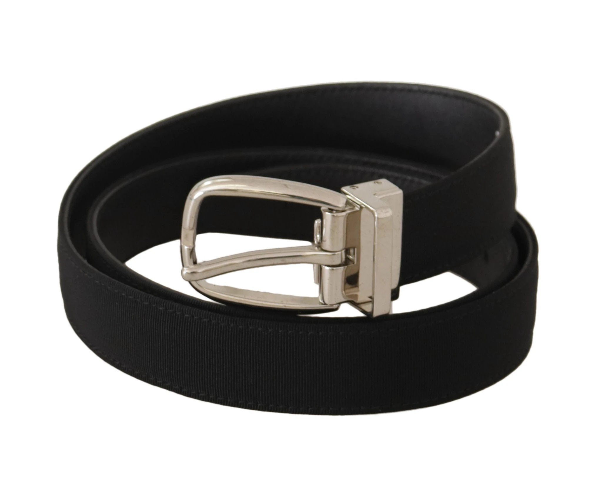 Dolce & Gabbana Belt Black Calf Leather Silver Tone Metal Buckle by Dolce & Gabbana