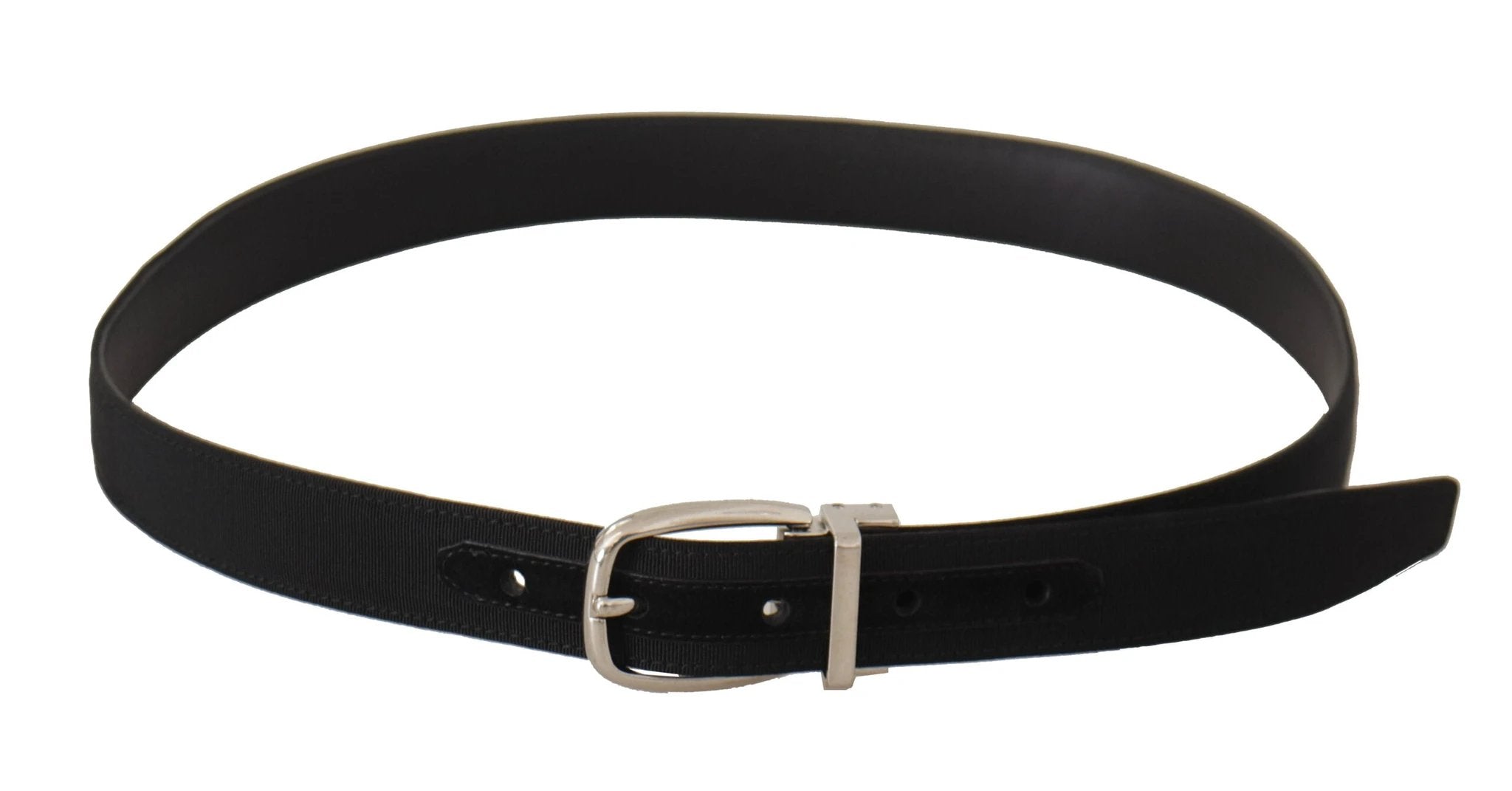 Dolce & Gabbana Belt Black Calf Leather Silver Tone Metal Buckle by Dolce & Gabbana