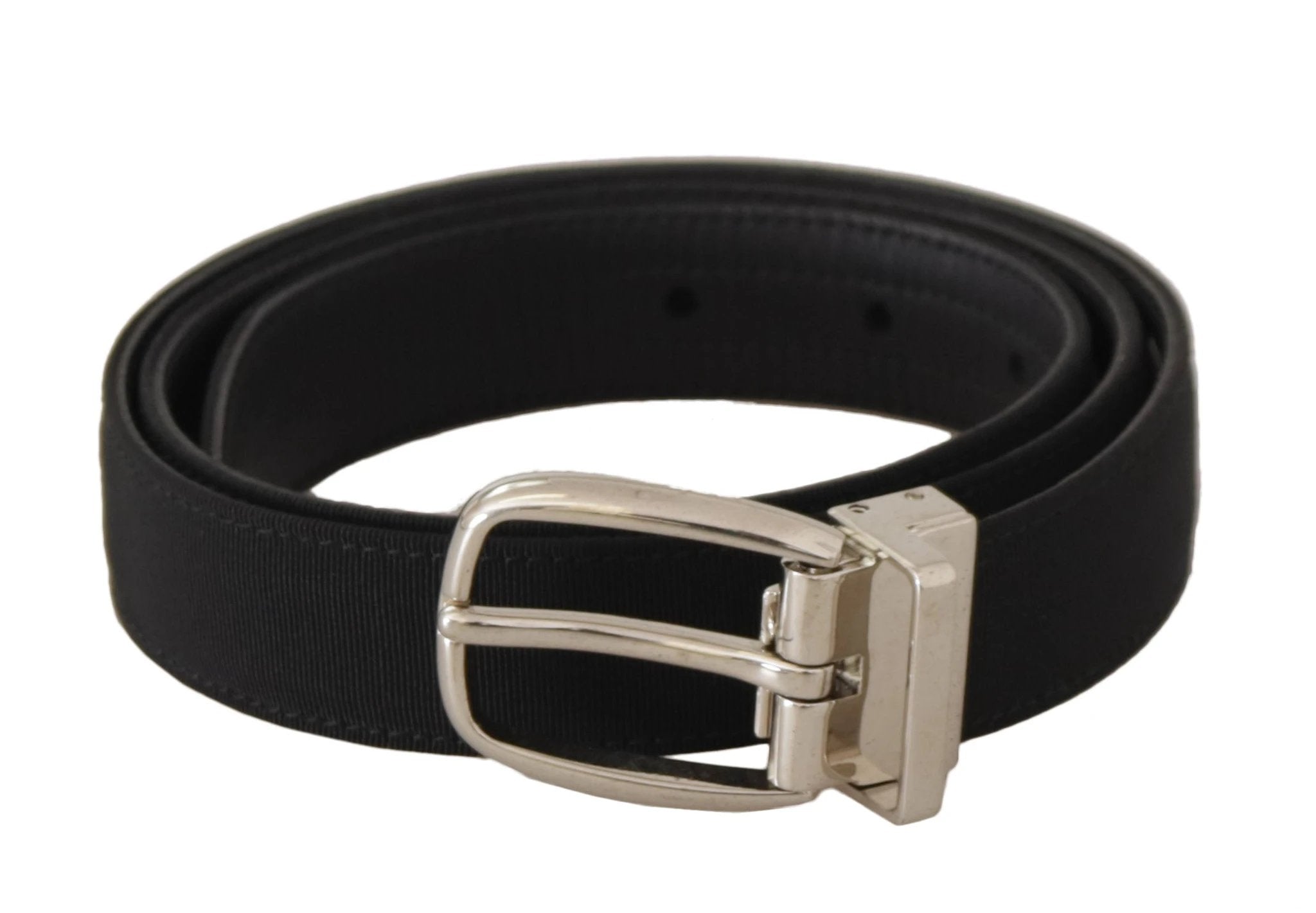 Dolce & Gabbana Belt Black Calf Leather Silver Tone Metal Buckle by Dolce & Gabbana