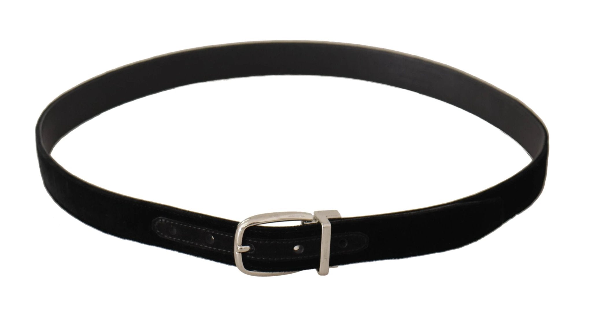 Dolce & Gabbana Black Casual Velvet Silver Tone Metal Buckle Belt by Dolce & Gabbana