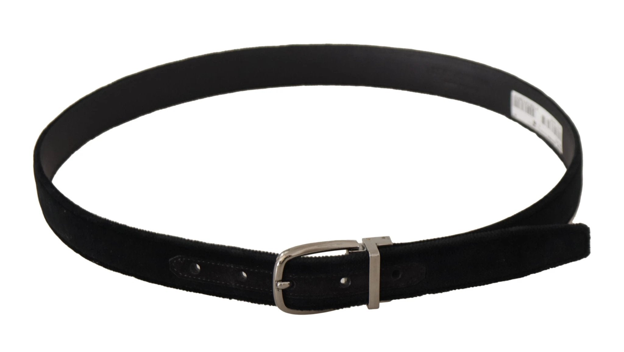 Dolce & Gabbana Black Classic Velvet Silver Tone Metal Buckle Belt by Dolce & Gabbana