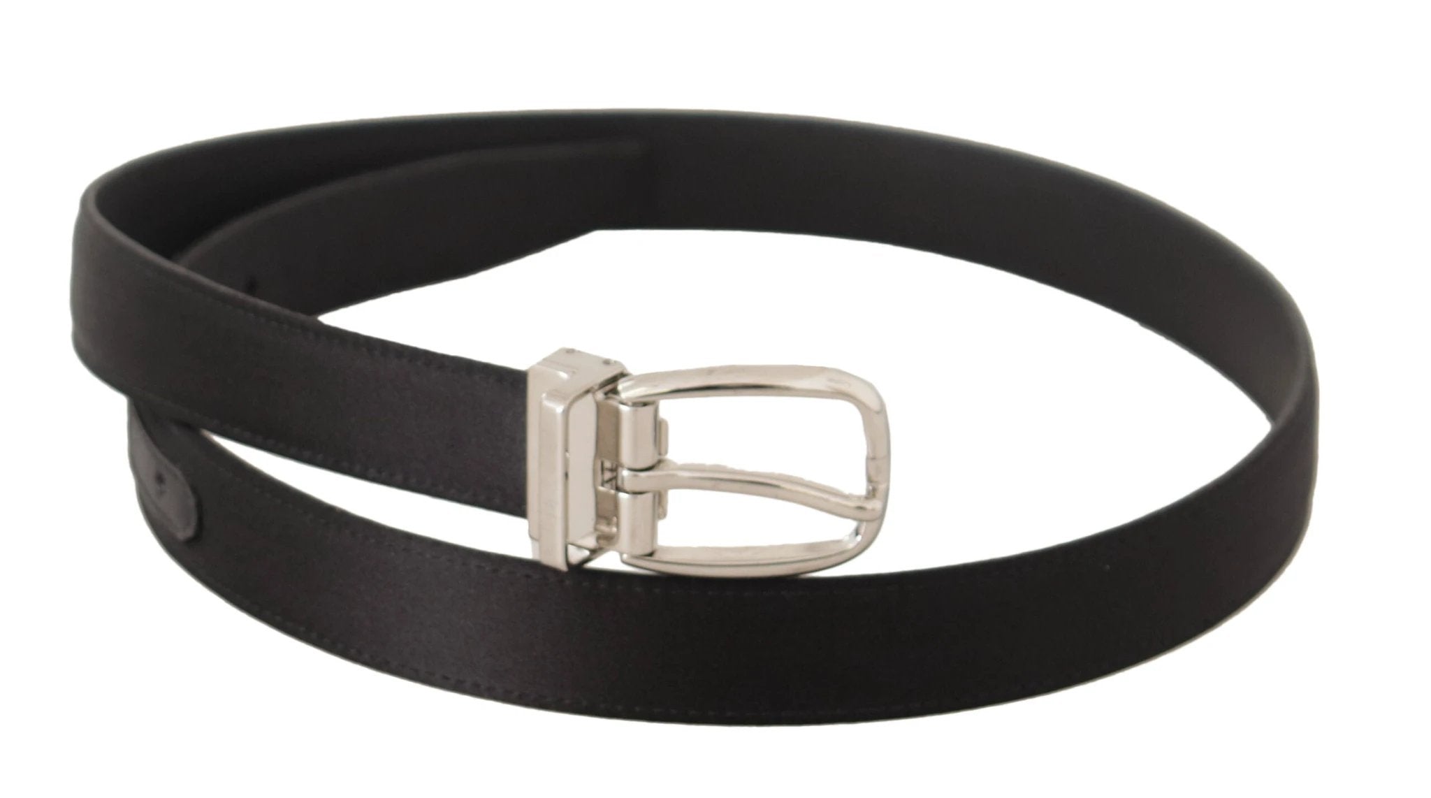 Dolce & Gabbana Black Canvas Leather Silver Logo Metal Buckle Belt by Dolce & Gabbana