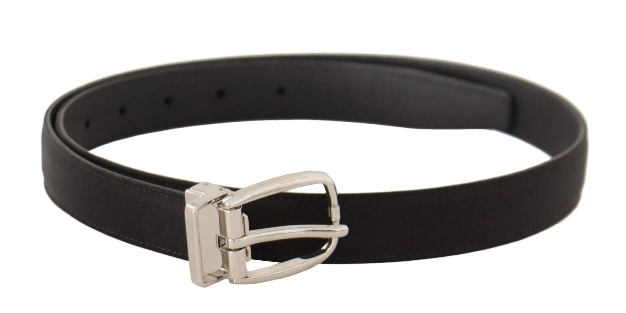 Dolce & Gabbana Black Canvas Leather Silver Logo Metal Buckle Belt by Dolce & Gabbana