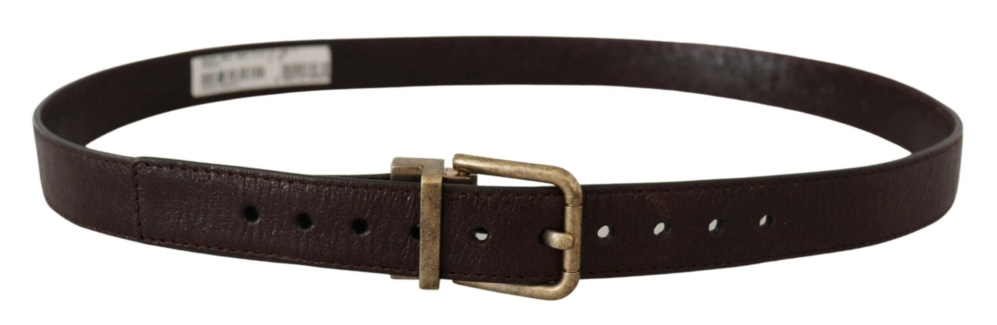 Dolce & Gabbana Brown Calf Leather Vintage Logo Metal Buckle Belt by Dolce & Gabbana