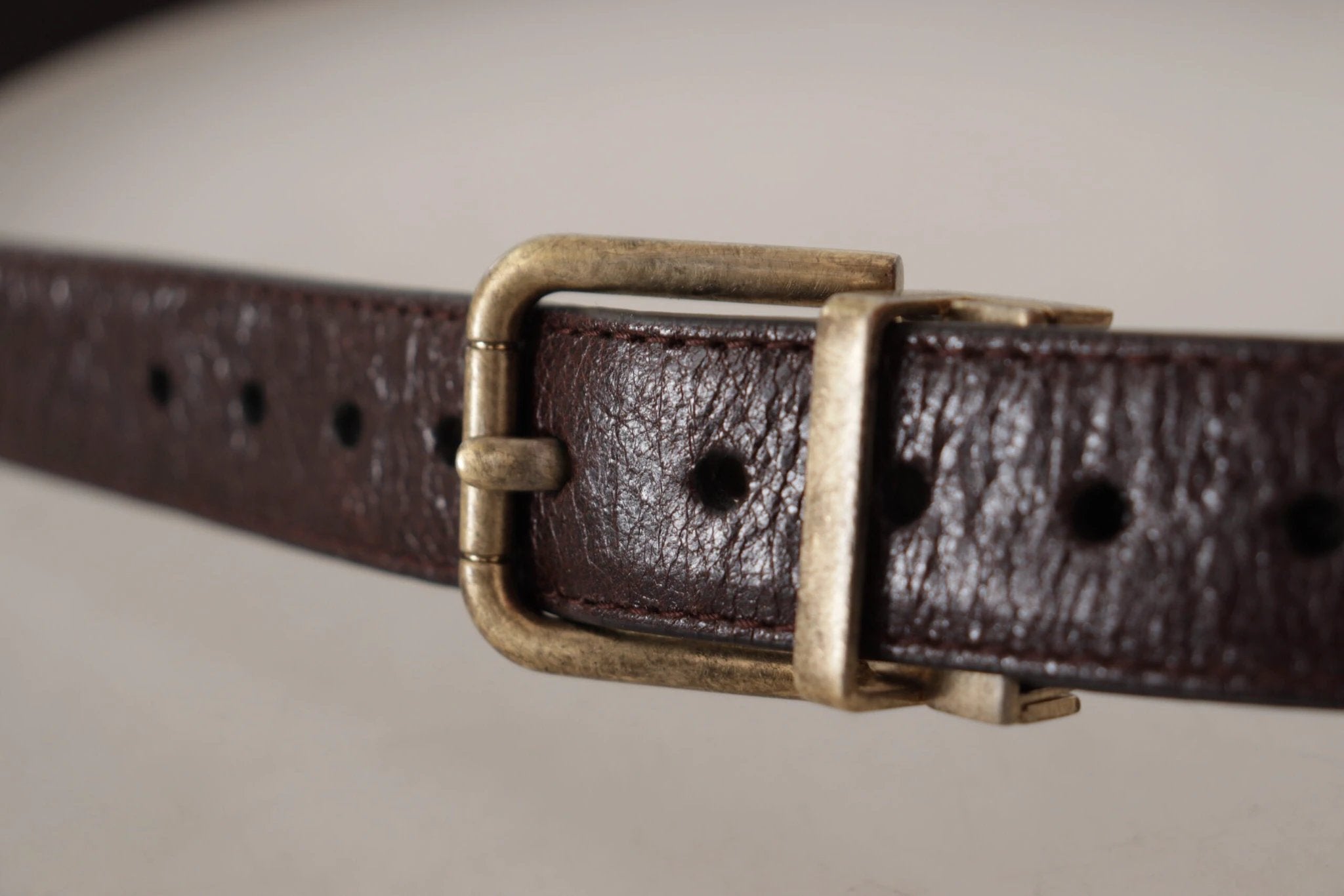 Dolce & Gabbana Brown Calf Leather Vintage Logo Metal Buckle Belt by Dolce & Gabbana
