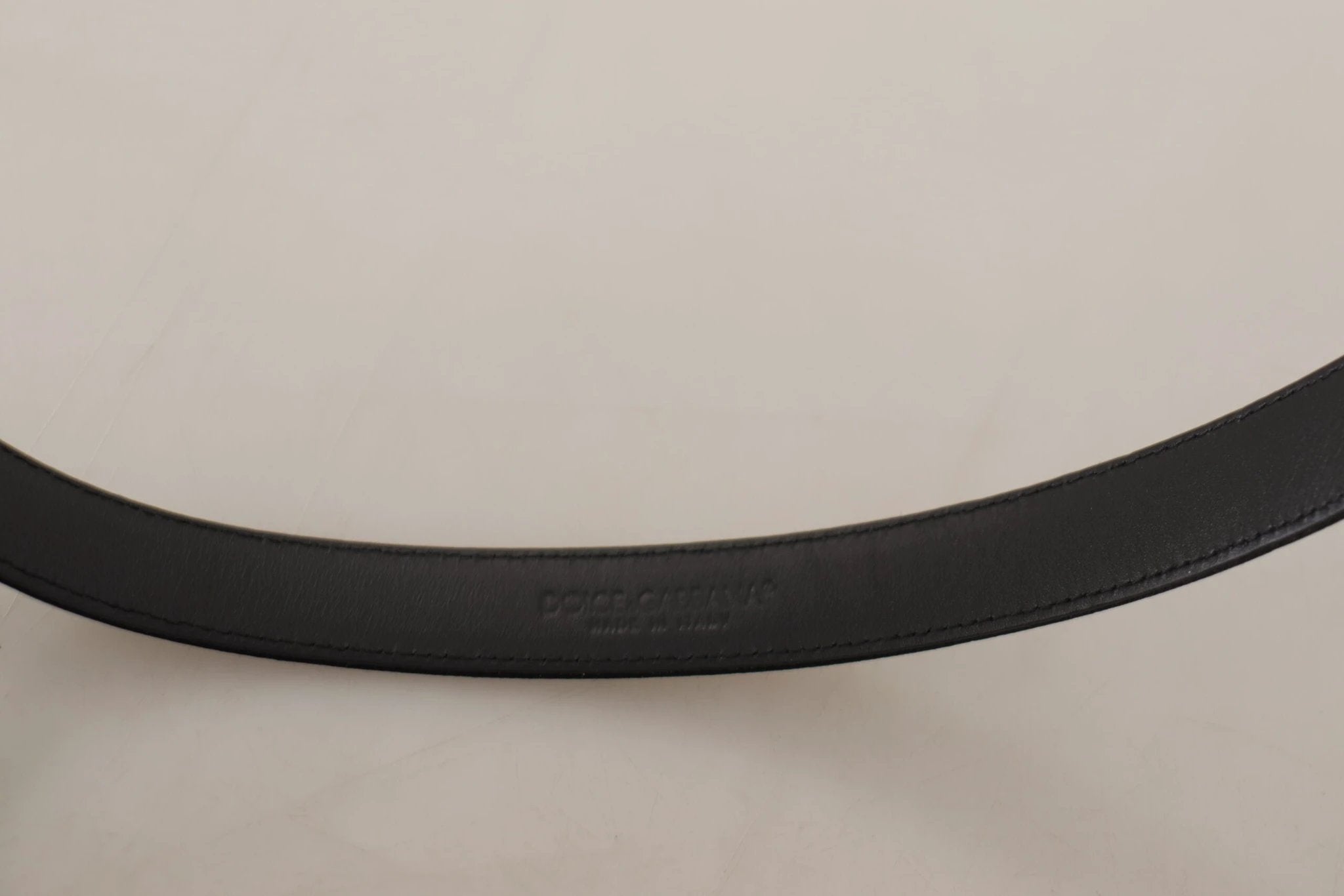 Dolce & Gabbana Black Calf Leather Silver Logo Metal Buckle Belt by Dolce & Gabbana