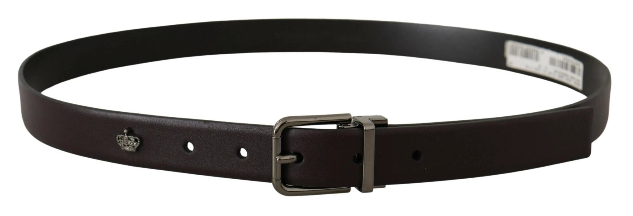 Dolce & Gabbana Dark Purple Leather Box Borchia Metal Buckle Belt by Dolce & Gabbana