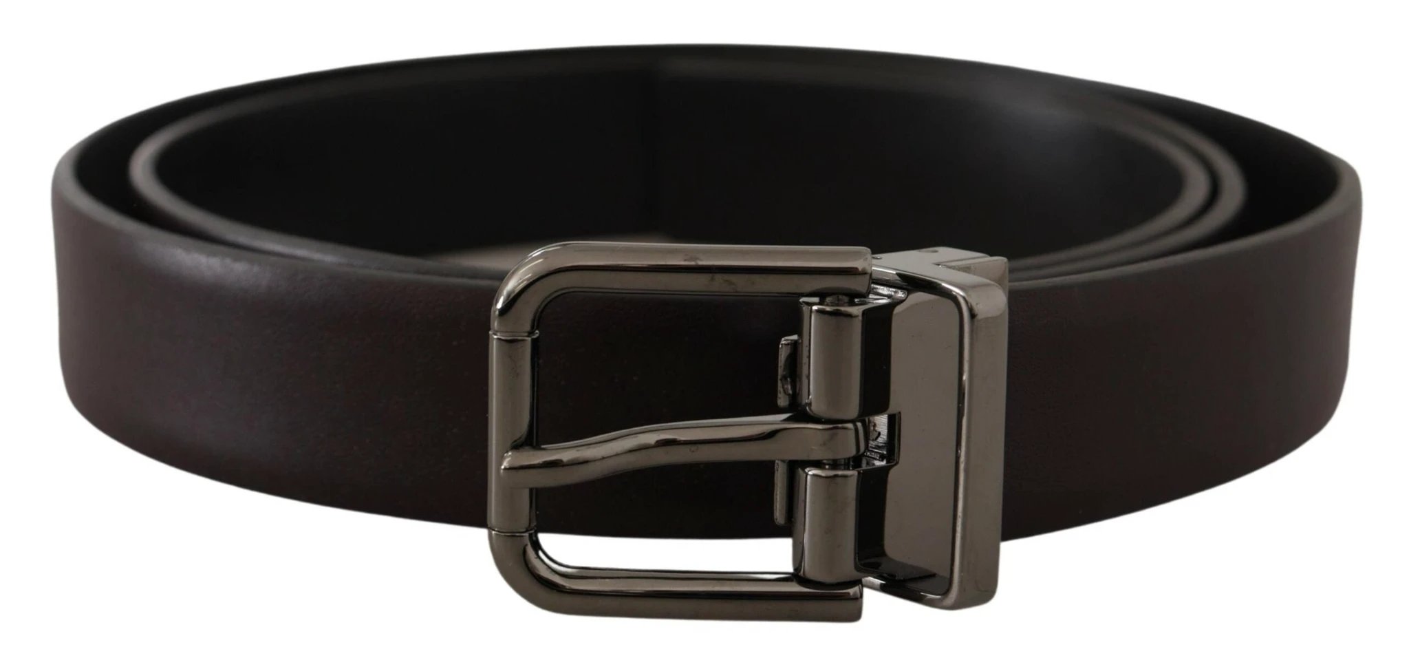 Dolce & Gabbana Dark Purple Leather Box Borchia Metal Buckle Belt by Dolce & Gabbana
