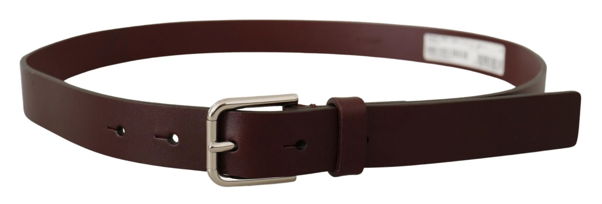 Dolce & Gabbana Maroon Calf Leather Silver Tone Metal Buckle Belt by Dolce & Gabbana