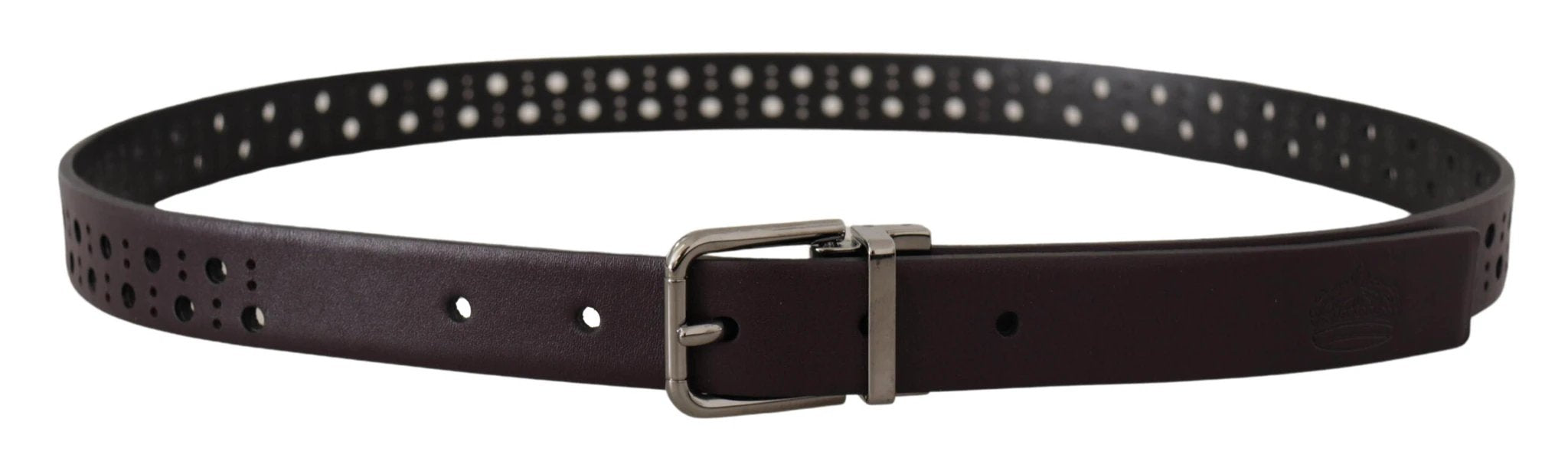 Dolce & Gabbana Dark Purple Perforated Leather Metal Buckle Belt by Dolce & Gabbana