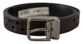 Dolce & Gabbana Dark Purple Perforated Leather Metal Buckle Belt by Dolce & Gabbana