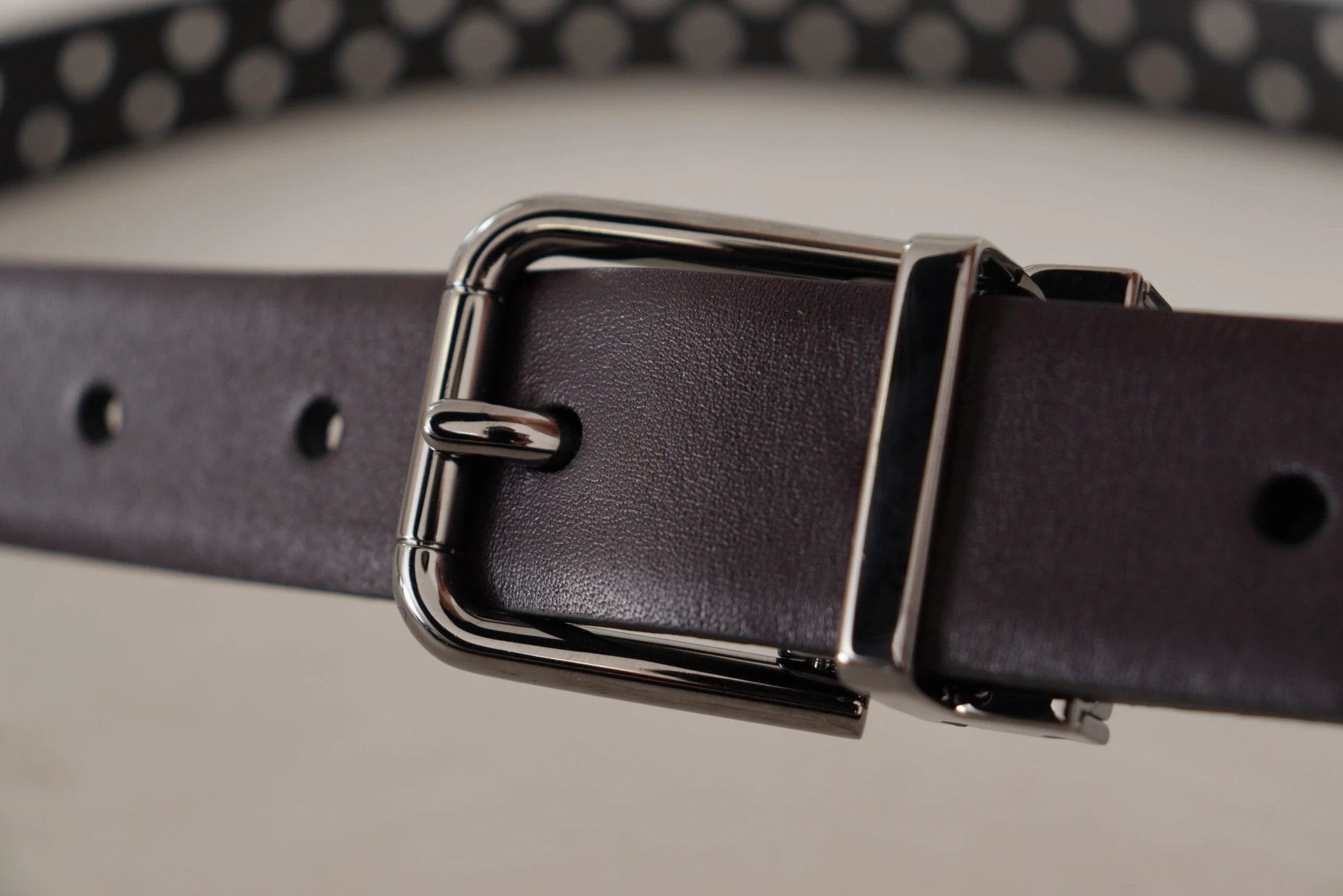 Dolce & Gabbana Dark Purple Perforated Leather Metal Buckle Belt by Dolce & Gabbana