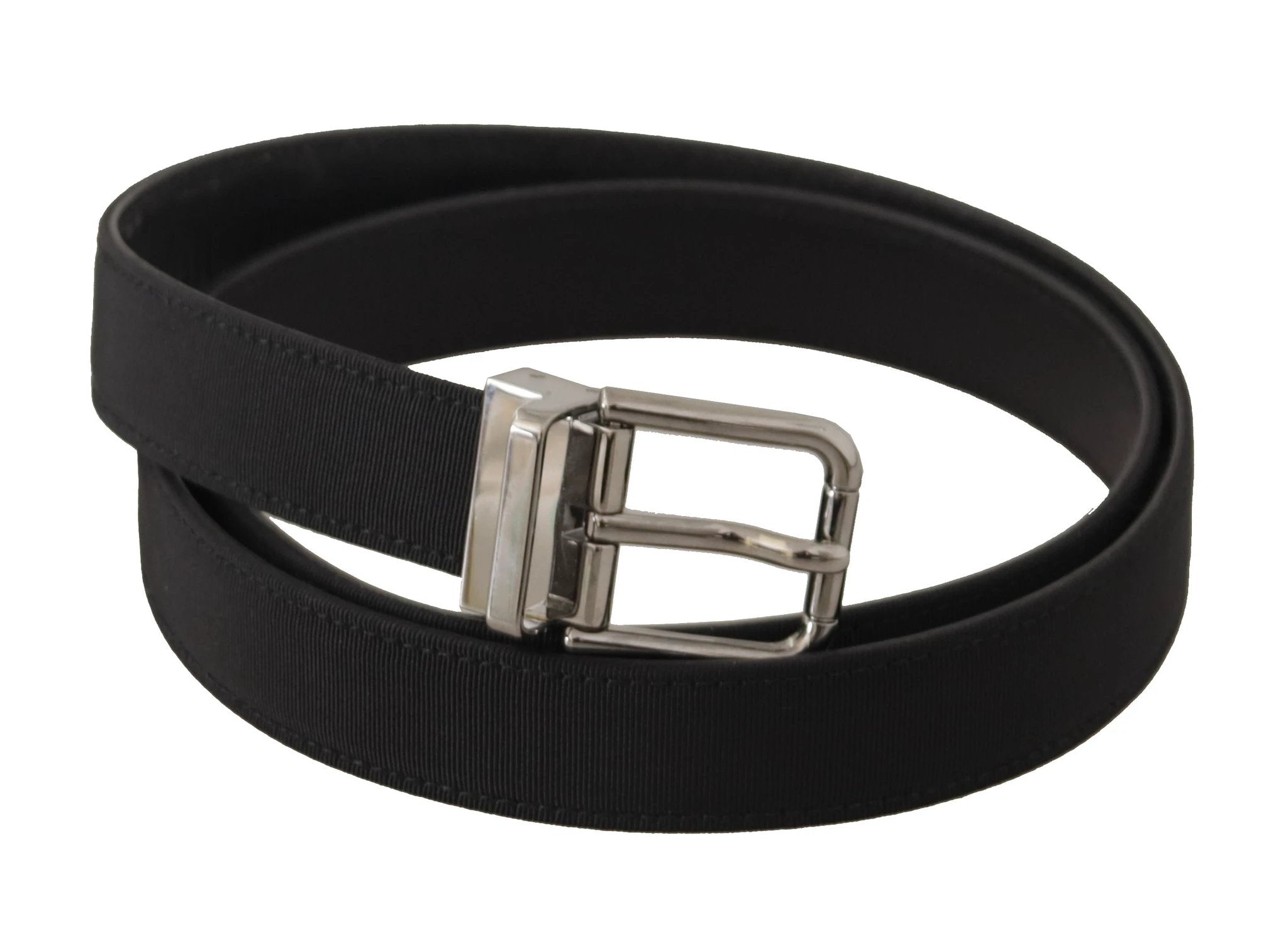 Dolce & Gabbana Black Canvas Leather Silver Metal Buckle Belt by Dolce & Gabbana