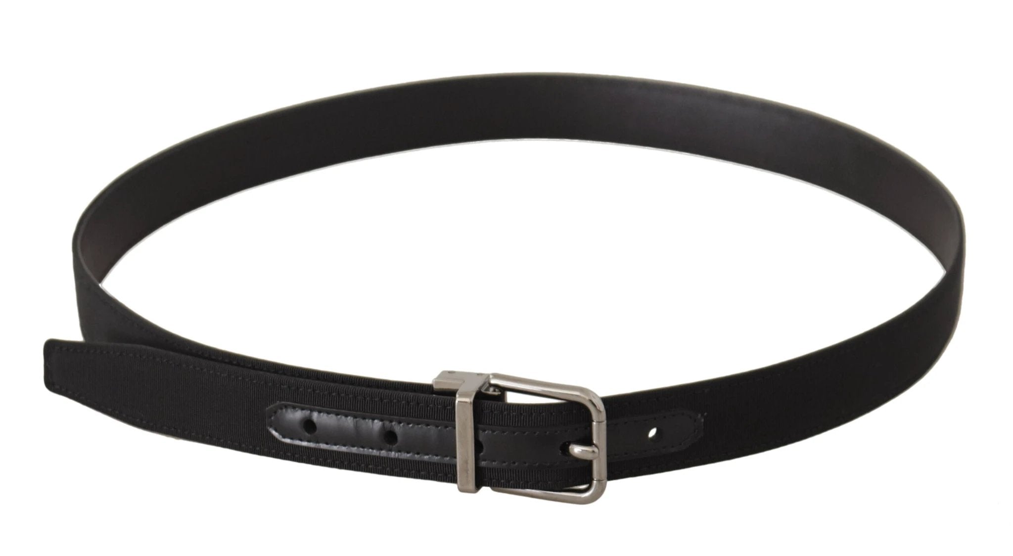 Dolce & Gabbana Black Canvas Leather Silver Metal Buckle Belt by Dolce & Gabbana