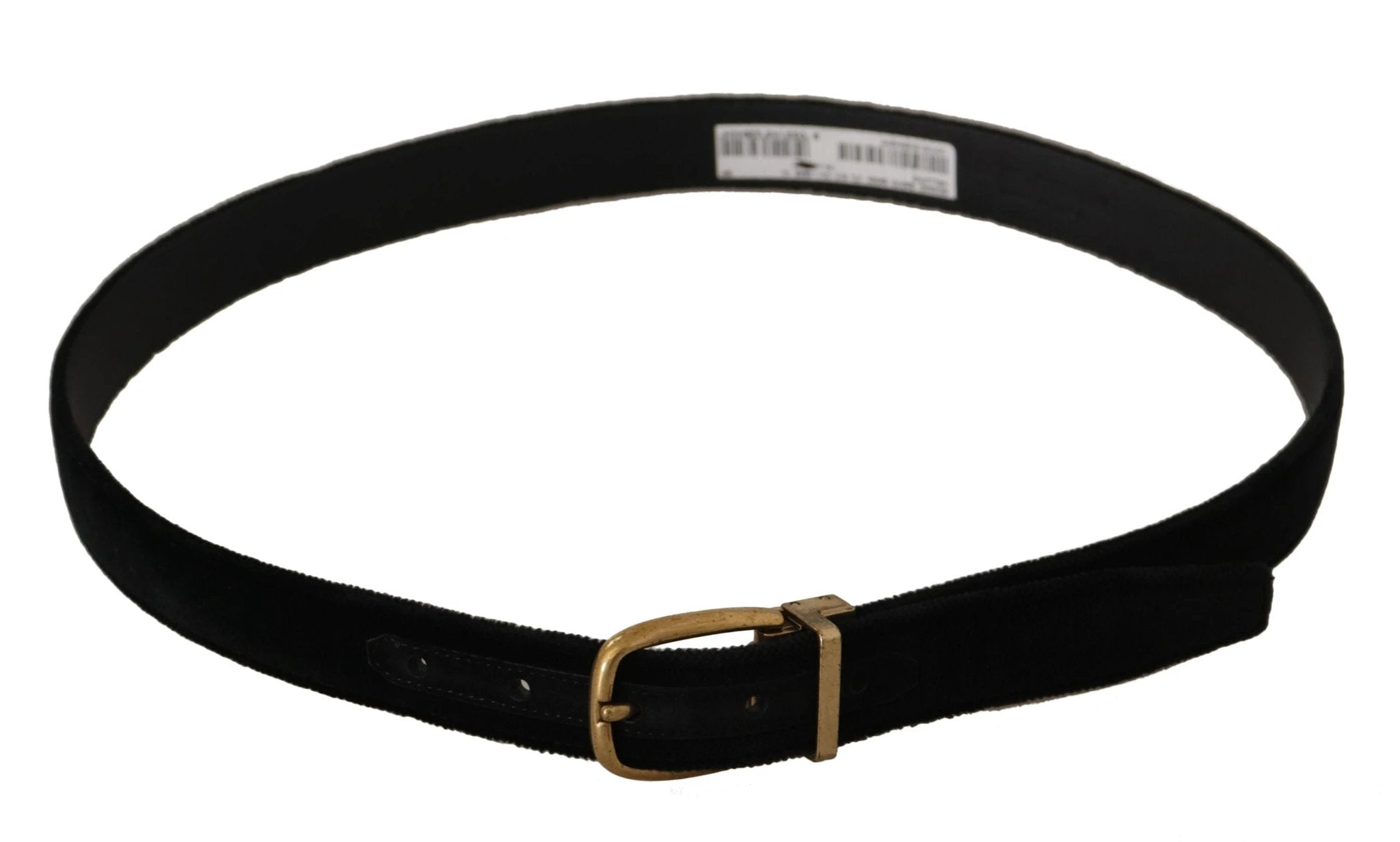 Dolce & Gabbana Black Velvet Leather Gold Tone Metal Buckle Belt by Dolce & Gabbana