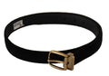 Dolce & Gabbana Black Velvet Leather Gold Tone Metal Buckle Belt by Dolce & Gabbana
