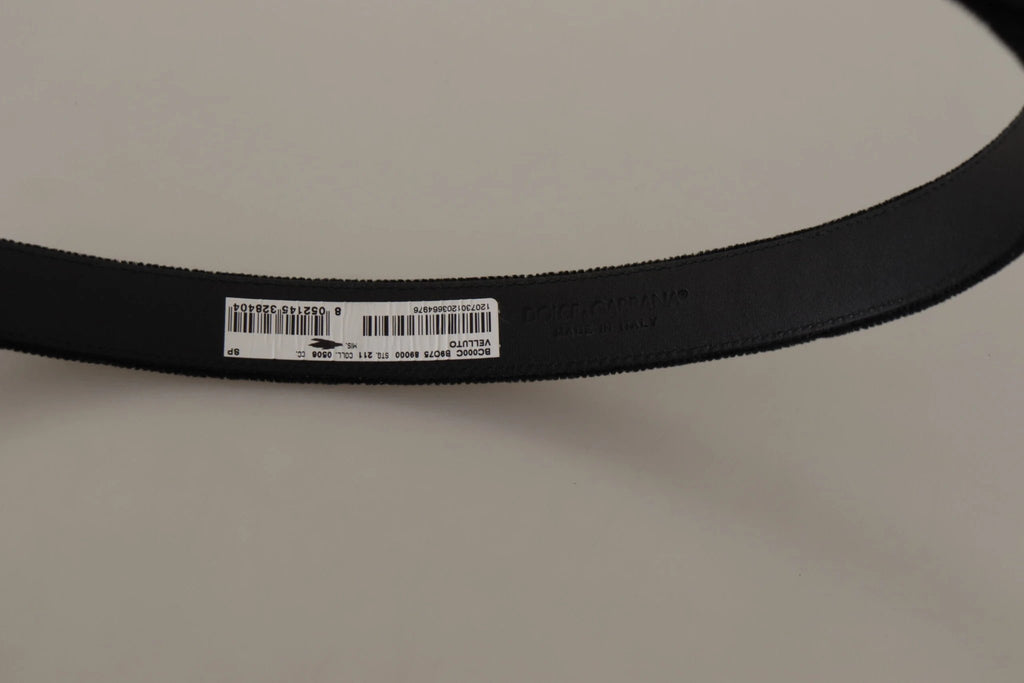 Dolce & Gabbana Black Velvet Leather Gold Tone Metal Buckle Belt by Dolce & Gabbana