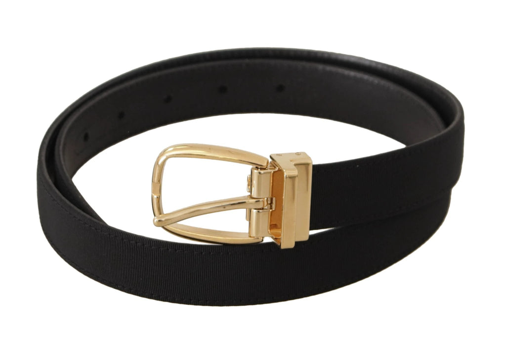 Dolce & Gabbana Black Canvas Leather Gold Metal Buckle Belt by Dolce & Gabbana