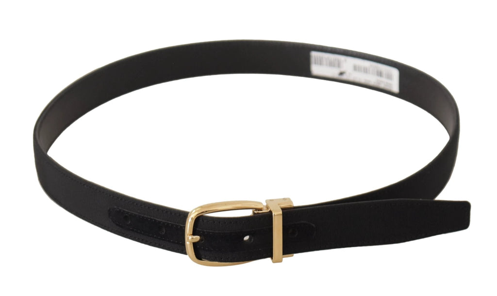 Dolce & Gabbana Black Canvas Leather Gold Metal Buckle Belt by Dolce & Gabbana