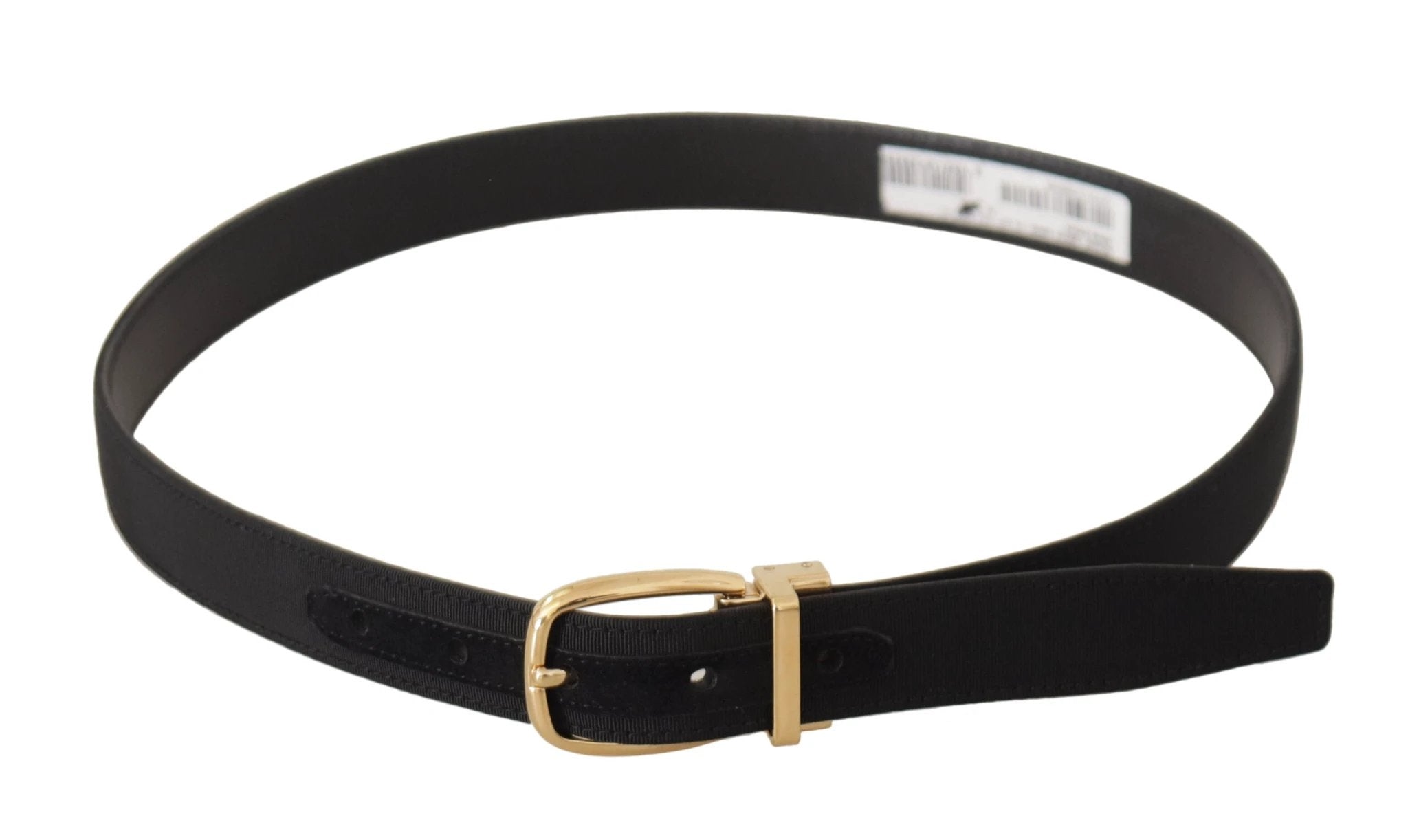 Dolce & Gabbana Black Canvas Leather Gold Metal Buckle Belt by Dolce & Gabbana