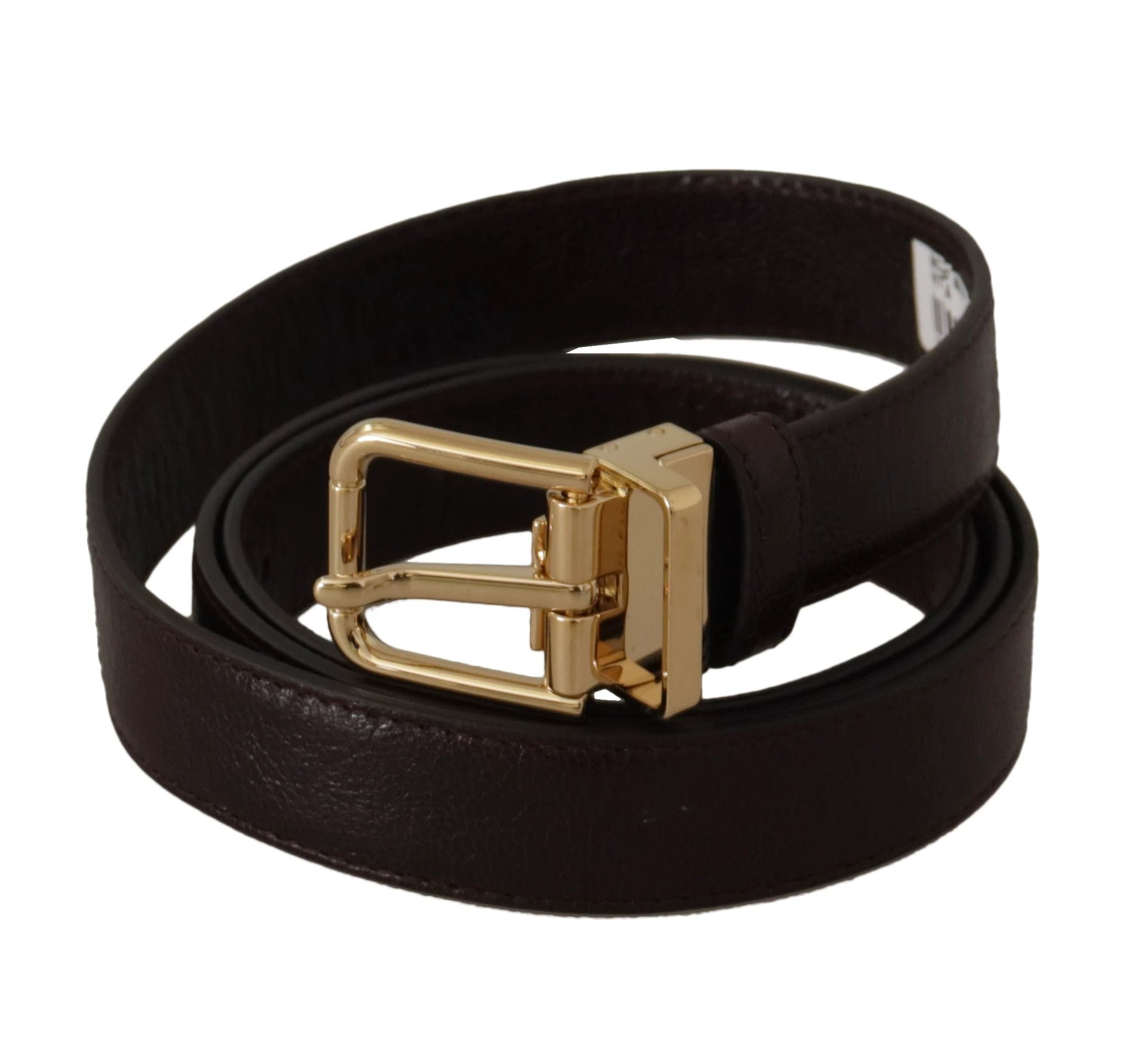Dolce & Gabbana Brown Leather Gold Metal Buckle Belt by Dolce & Gabbana