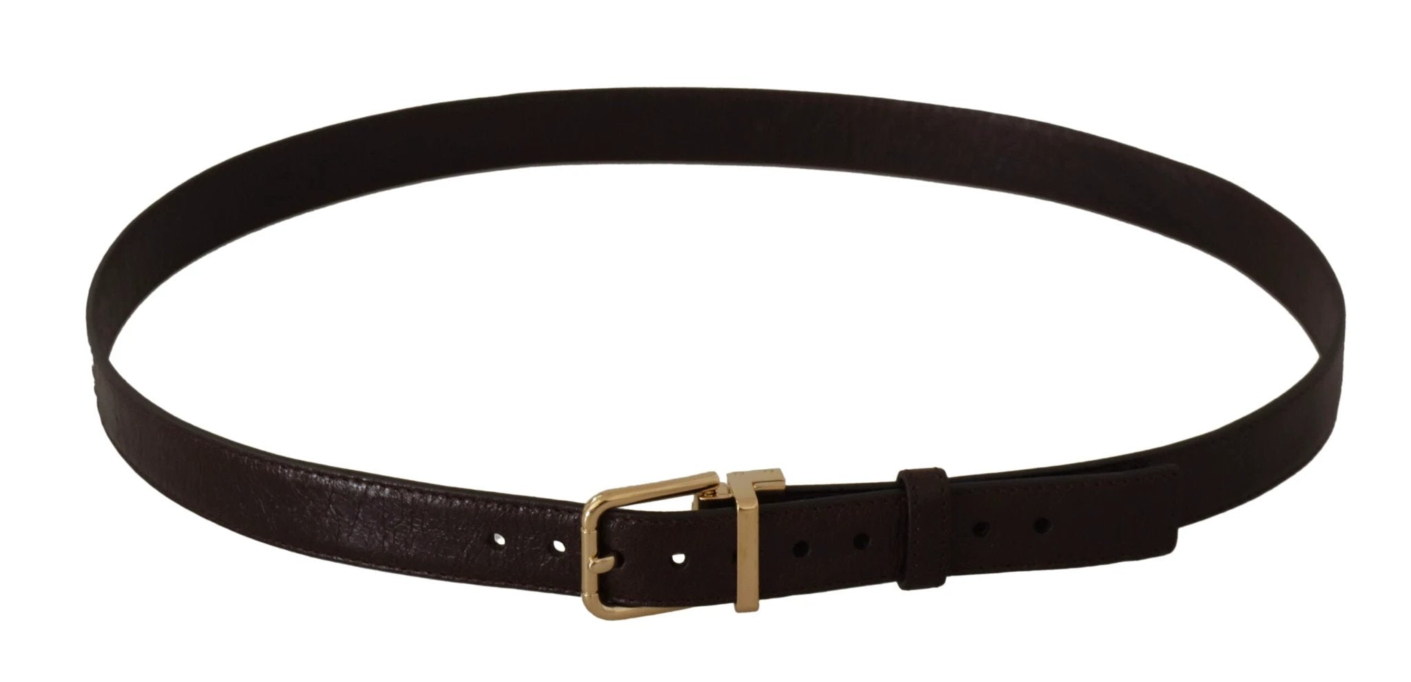 Dolce & Gabbana Brown Leather Gold Metal Buckle Belt by Dolce & Gabbana