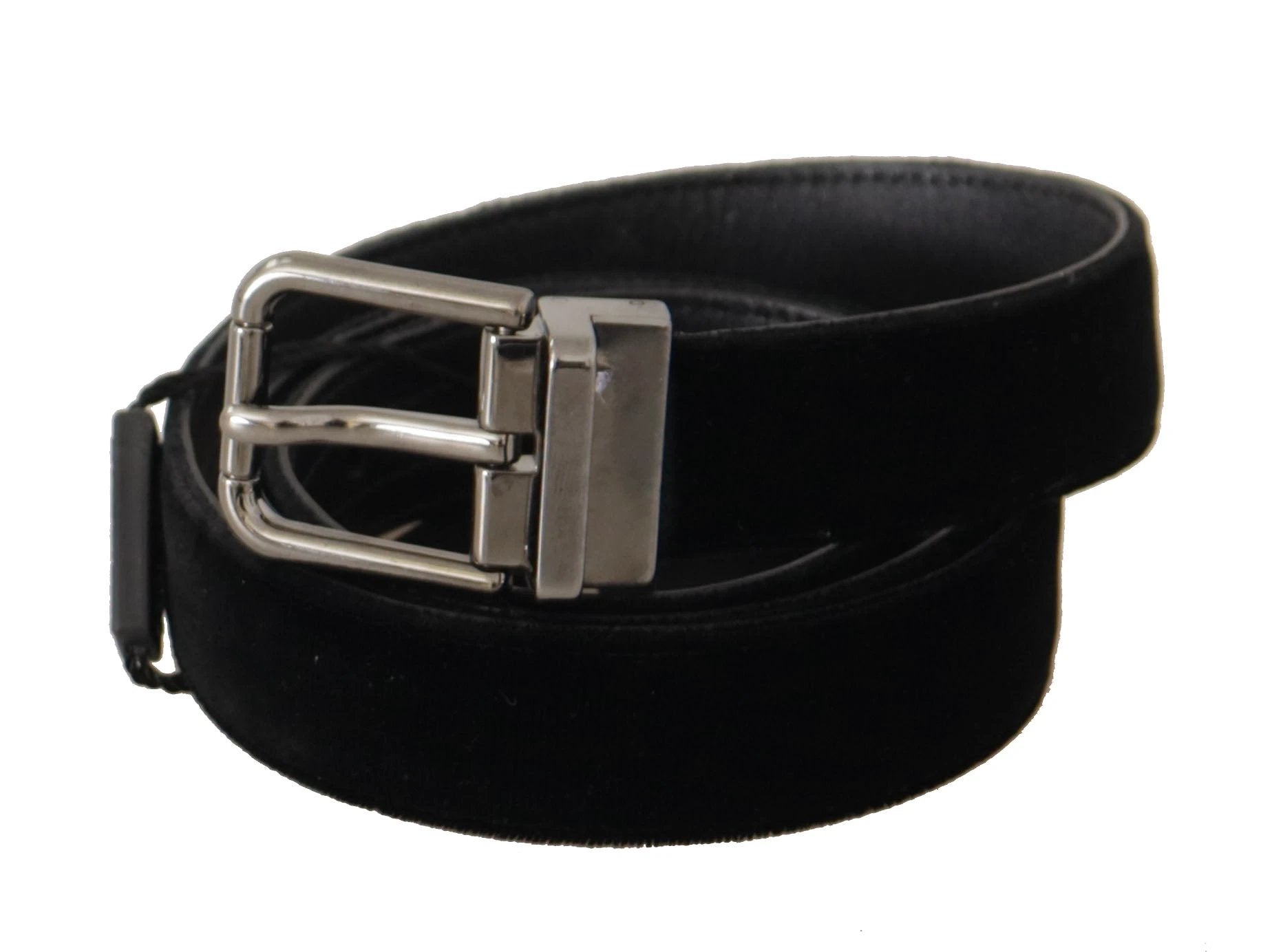 Dolce & Gabbana Black Cotton Silver Tone Metal Buckle Belt by Dolce & Gabbana
