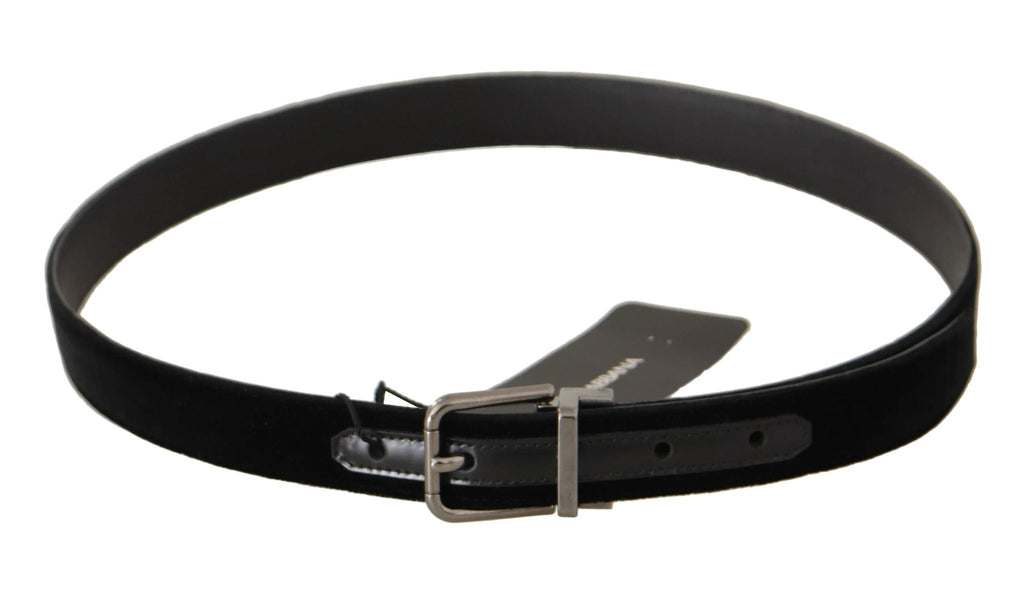 Dolce & Gabbana Black Cotton Silver Tone Metal Buckle Belt by Dolce & Gabbana