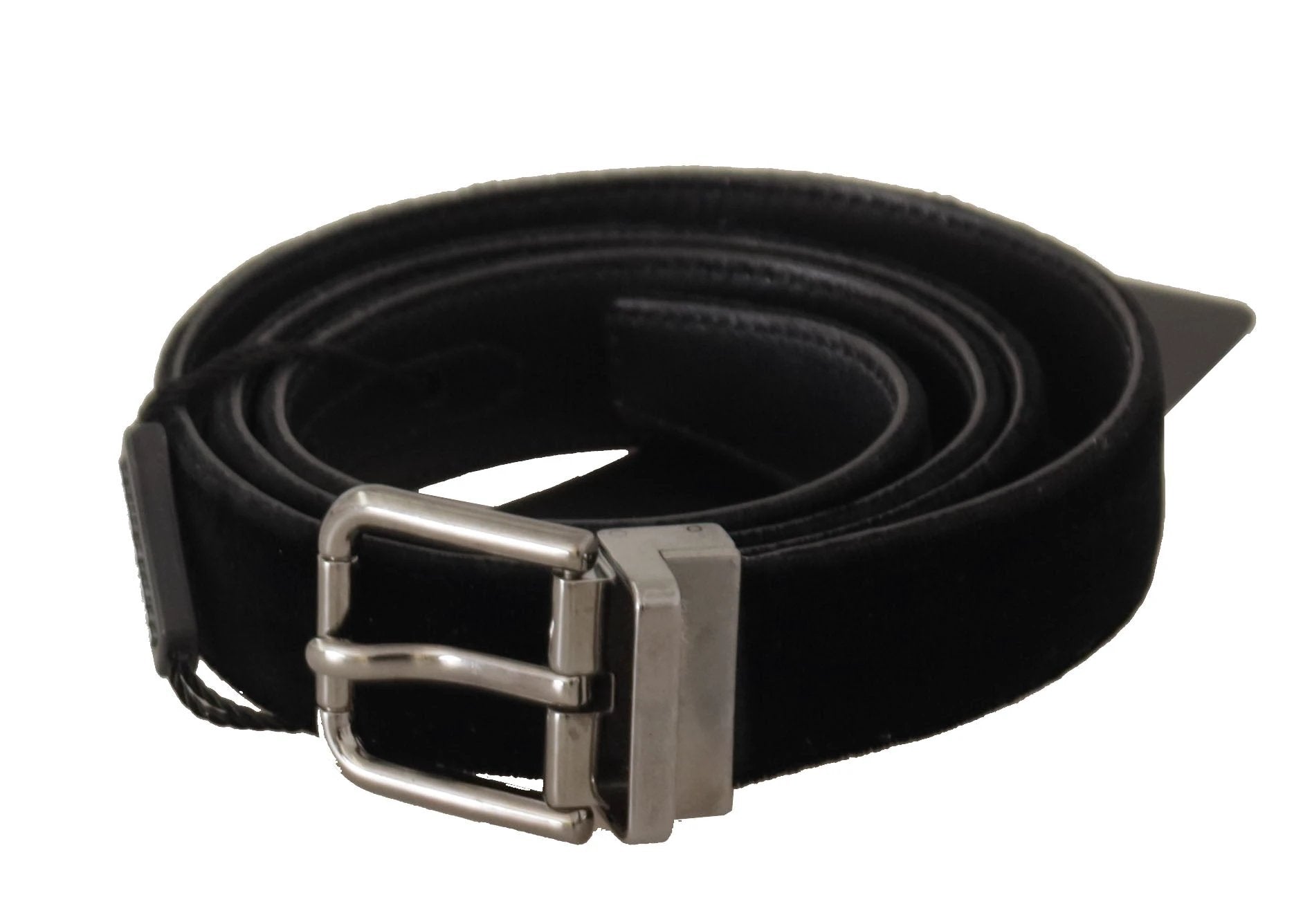 Dolce & Gabbana Black Cotton Silver Tone Metal Buckle Belt by Dolce & Gabbana