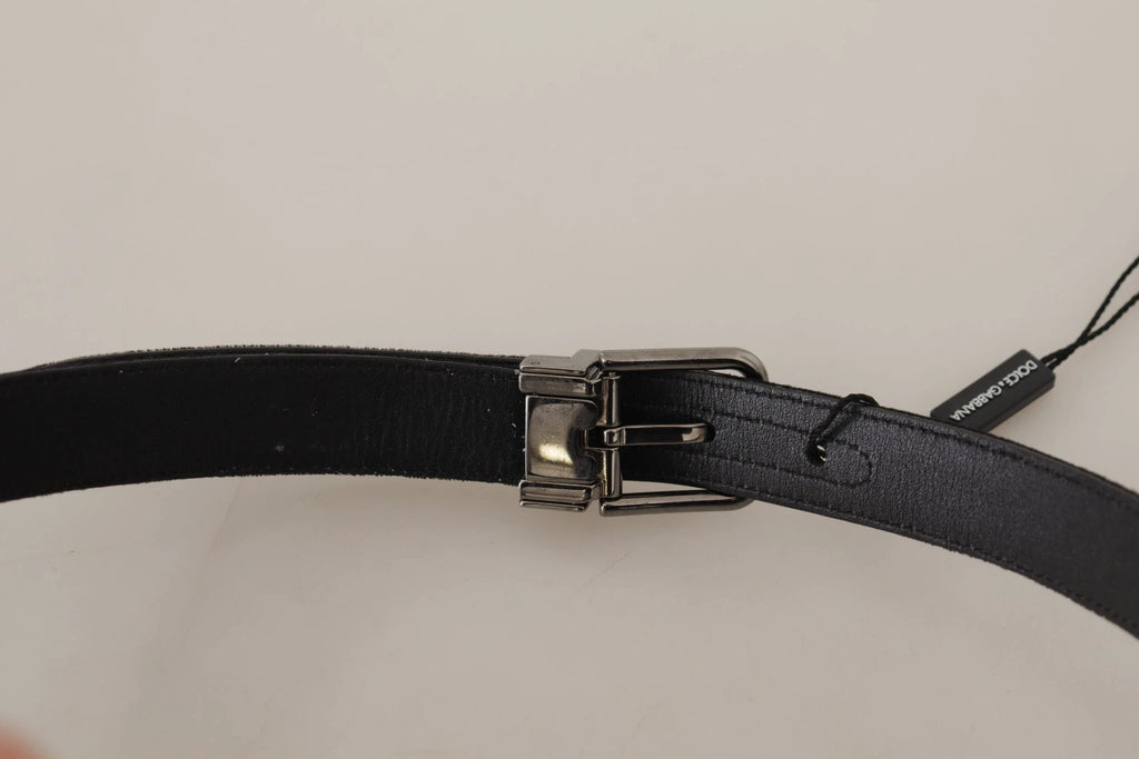 Dolce & Gabbana Black Cotton Silver Tone Metal Buckle Belt by Dolce & Gabbana