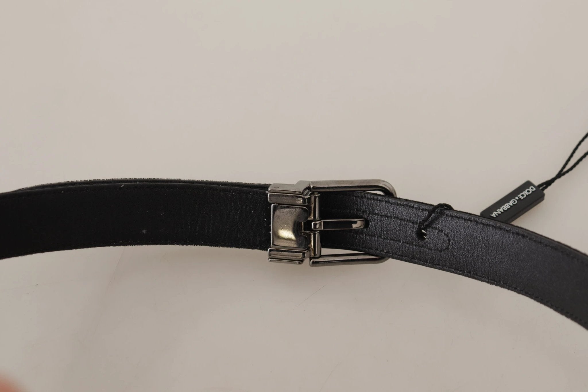 Dolce & Gabbana Black Cotton Silver Tone Metal Buckle Belt by Dolce & Gabbana