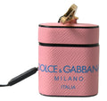 Étui AirPods Dolce &amp; Gabbana en cuir de veau rose et bleu à imprimé logo